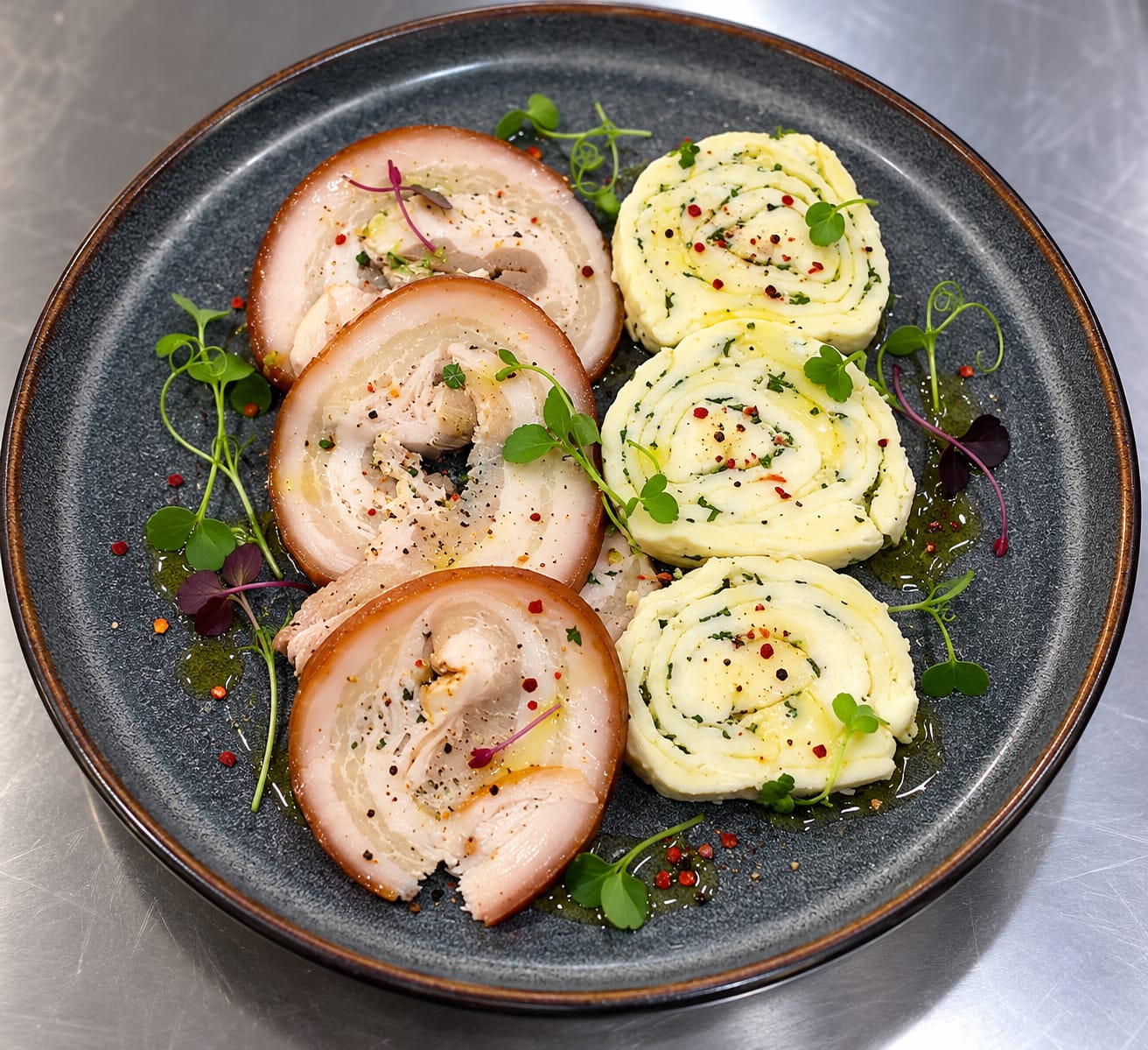 A Taste of Georgia: sliced house-smoked pork roll and gebjalia cheese rolls